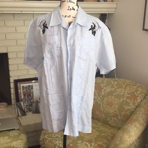 King Kong vs Sharkosaur Guayabera style shirt XL